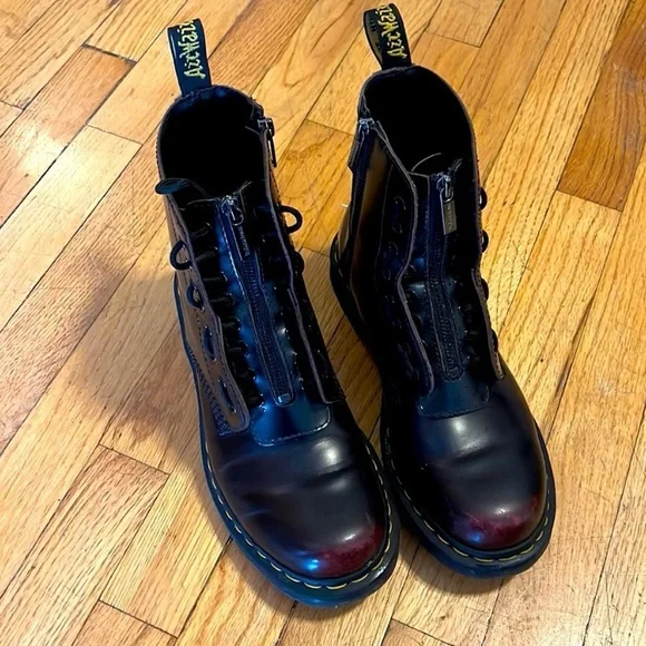 Dr. Martens Black Leather Lace-Up Boots - Picture 1 of 5